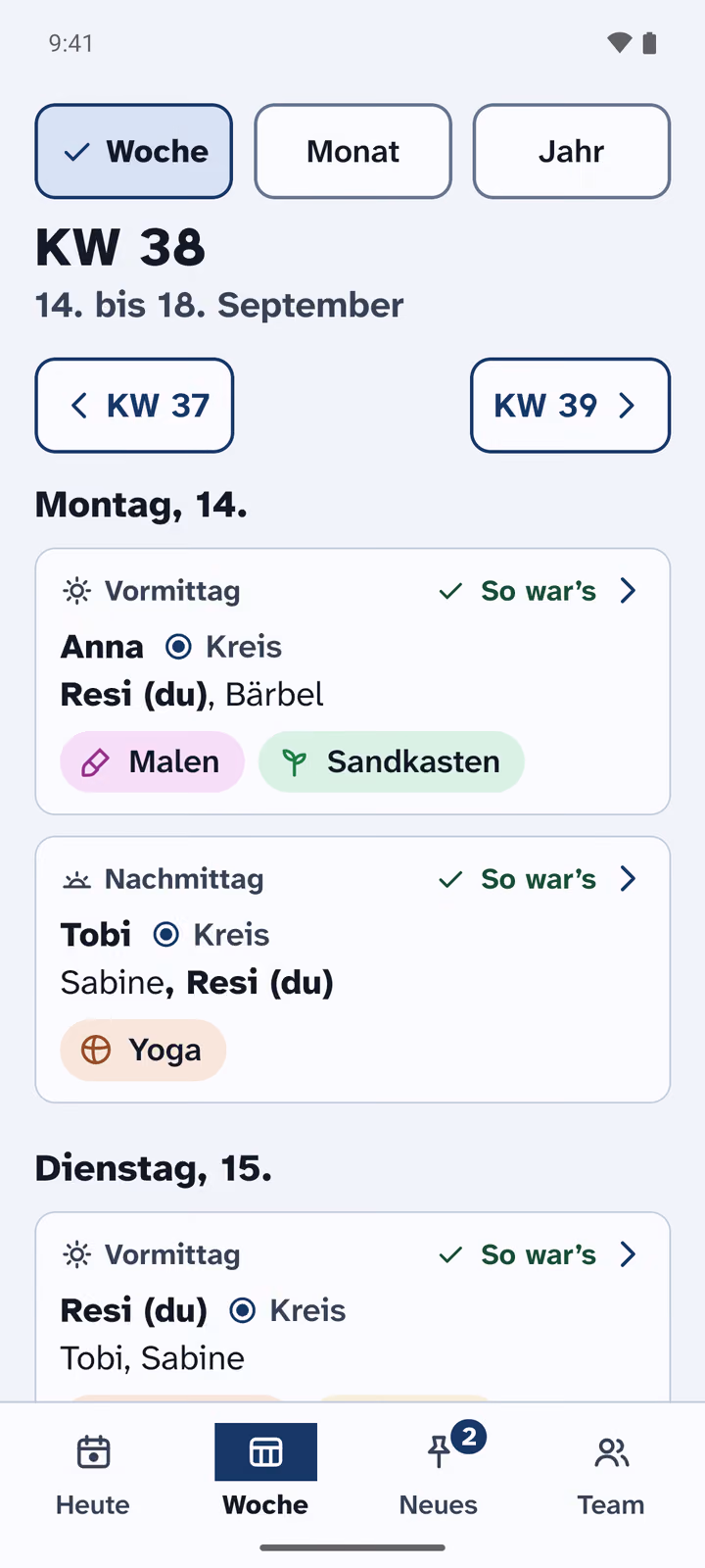 Die Woche mit allen Halbtagen